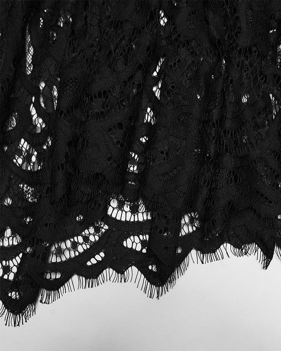 WQ-833BQF Womens Gorgeous Gothic Ruched Velvet & Lace Long Fishtail Skirt