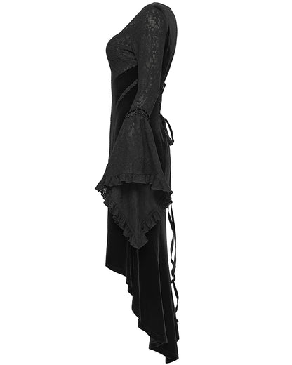 WQ-889LQF Womens Dark Gothic Velvet Applique Fishtail Dress