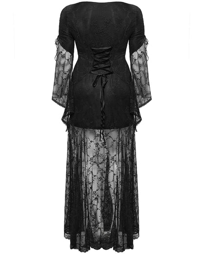 DQ-725LQF Plus Size Womens Gothic Layered Lace Maxi Dress