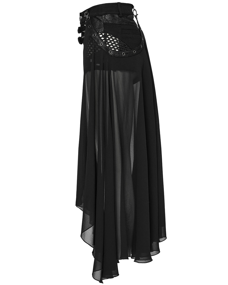 WK-710XDF-BKF Womens Apocalyptic Gothic 2-Piece Shorts & Half Skirt