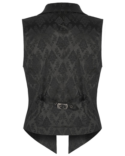 PR-Y1469-BKM Mens Dark Gothic Aristocrat Jacquard Waistcoat Vest - Victorian Damask