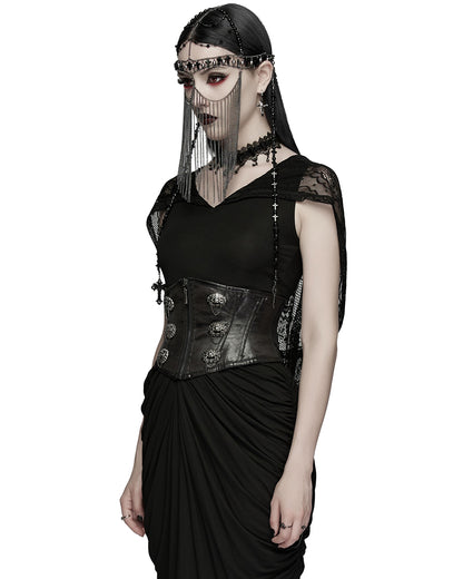WS-875YDF Womens Gothic Chinese Dragon Coated Waist Cincher Corset Belt