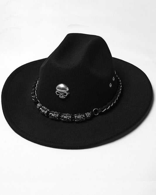 WS-860MZ Unisex Gothic Punk Skull & Chains Fedora Hat