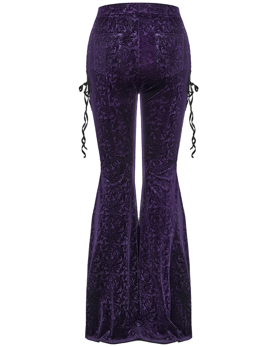 PR-DK-567DQF-VIF Gothic Embossed Baroque Flared Pants - Extended Size Range - Purple