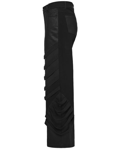 PR-WK-796XCM-BKM Mens Dark Gothic Cyberpunk Wide-Leg Strapping Pants