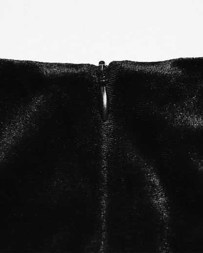 WQ-833BQF Womens Gorgeous Gothic Ruched Velvet & Lace Long Fishtail Skirt