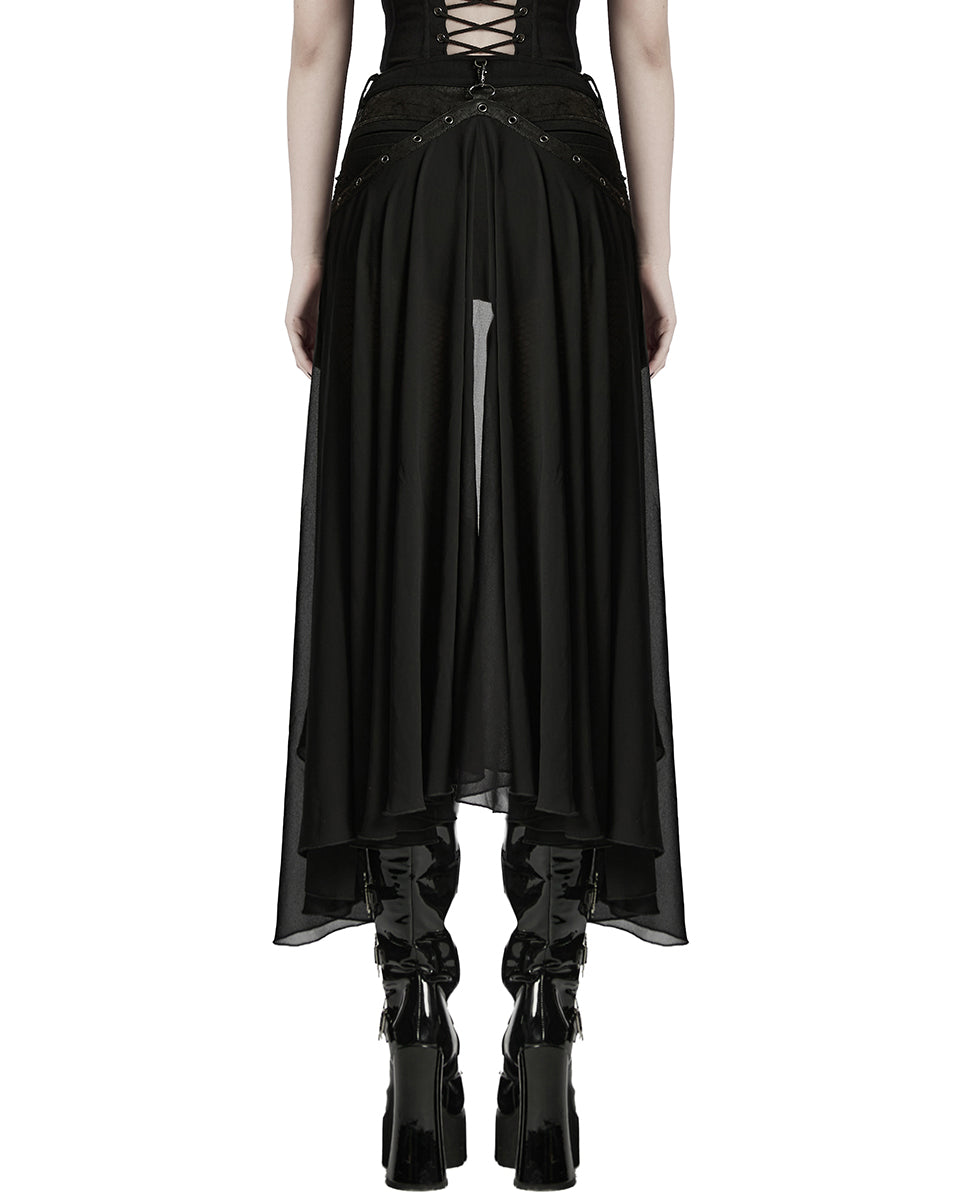 WK-710XDF-BKF Womens Apocalyptic Gothic 2-Piece Shorts & Half Skirt