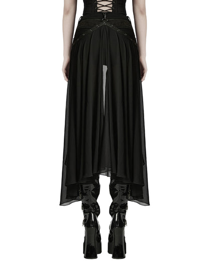 WK-710XDF-BKF Womens Apocalyptic Gothic 2-Piece Shorts & Half Skirt