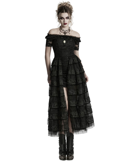 WQ-754LQF-BKF Womens Long Gothic Steampunk Cameo Prom Wedding Dress