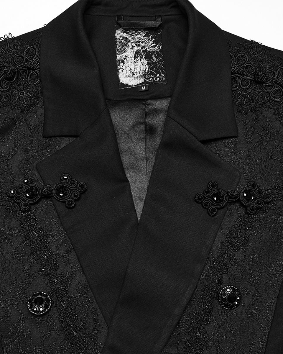 WY-1791LDM Mens Elegant Gothic Gentleman Embroidered Tailcoat Dress Jacket