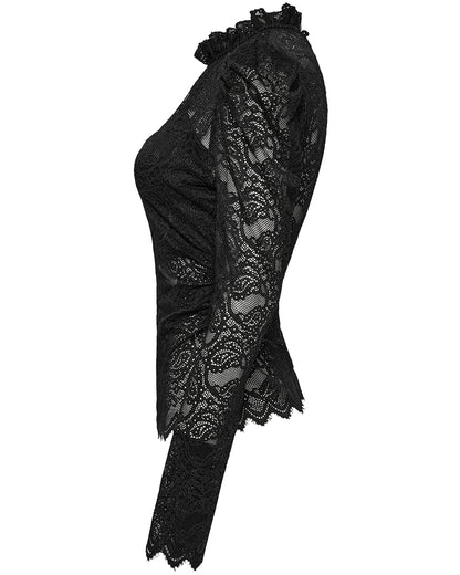 OT-963TCF Daily Life Victorian Gothic Floral Lace Fitted Blouse Top