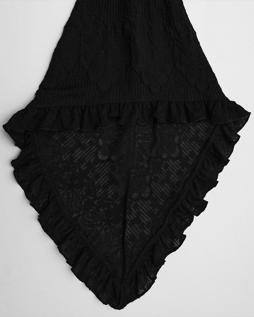WQ-889LQF Womens Dark Gothic Velvet Applique Fishtail Dress
