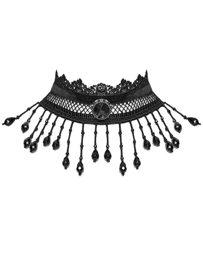 PR-WS-581LHF-BKF Womens Beaded Lace Gothic Choker Collar