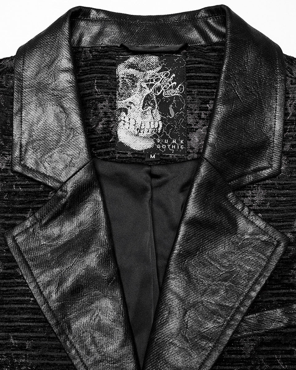 WY-1698MJM Mens Dark Gothic Jacquard Waistcoat Vest - Black