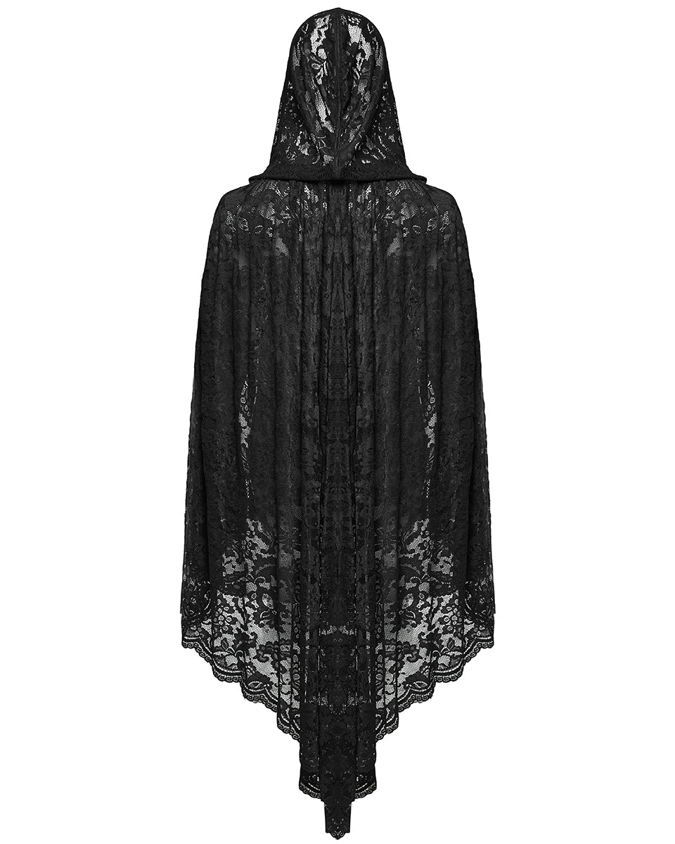 DY 1629DPF Plus Size Womens Dark Gothic Lace Hooded Cloak Cape