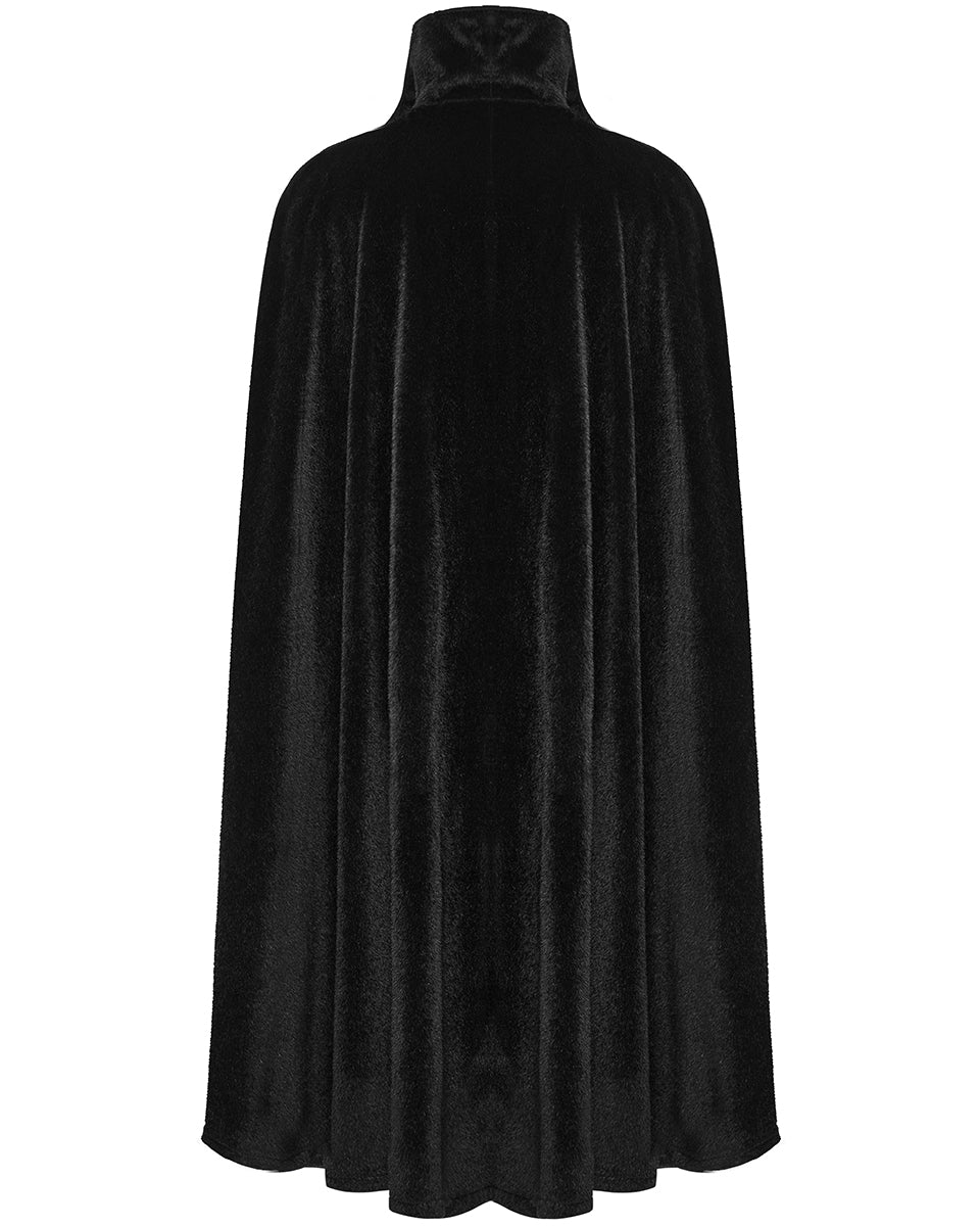 WY-1542DPM Mens Dark Night Gothic Faux Horsehair Count Cloak - Black & Red