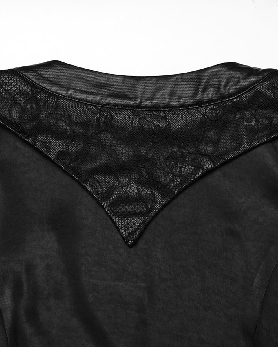 WY-1723XCF-BKF Womens Dark Gothic Lolita Lace Inset Kinono Dress Jacket