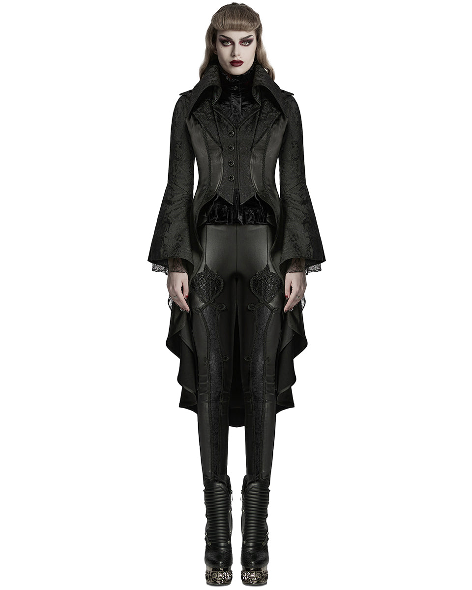 WY-1736XCF-BKF Womens Regency Gothic Jacquard Cutaway Frock Coat