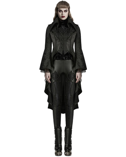 WY-1736XCF-BKF Womens Regency Gothic Jacquard Cutaway Frock Coat