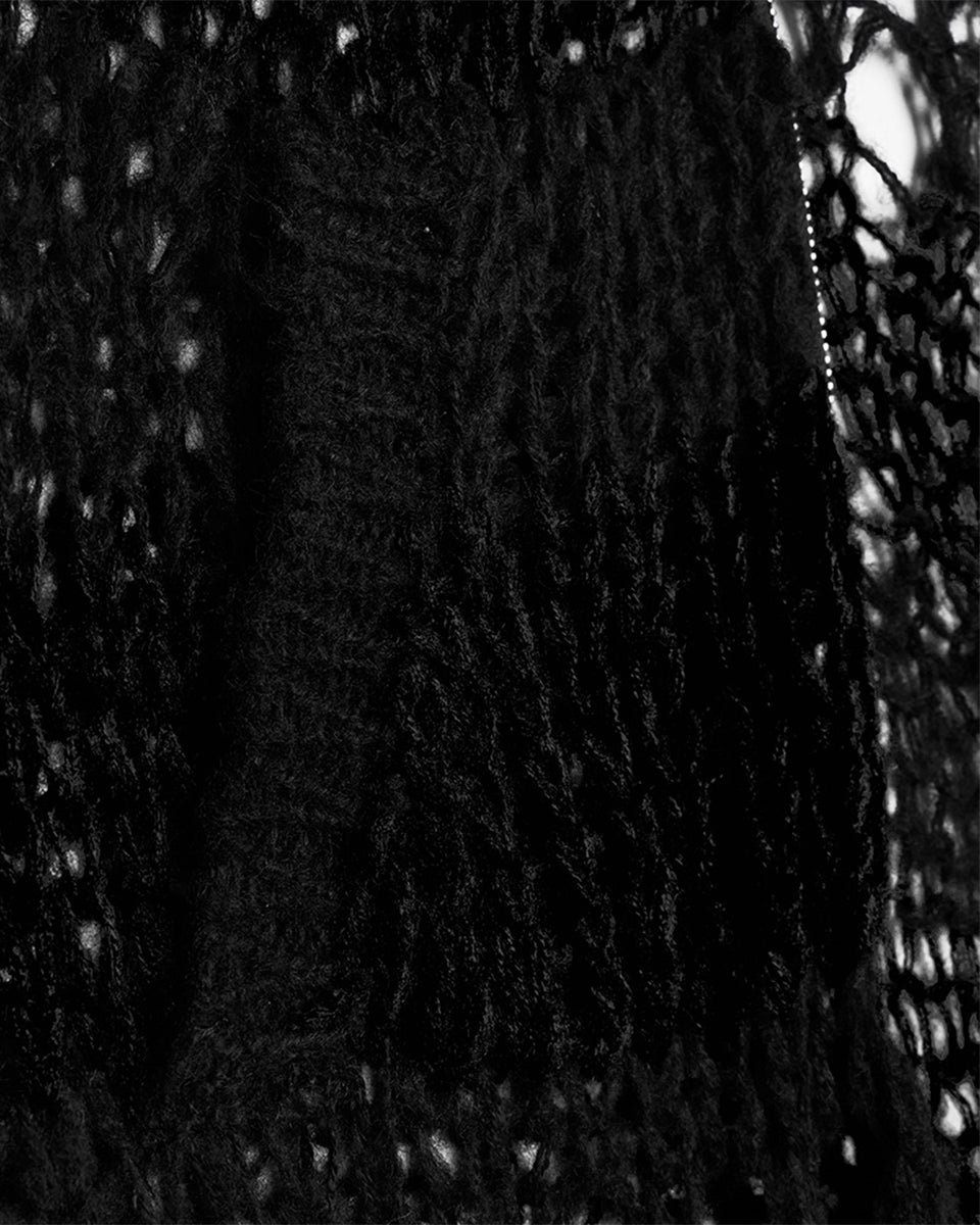 PR-WM-077KMF-BKF Womens Gothic Punk Shredded Cardigan Sweater - Black