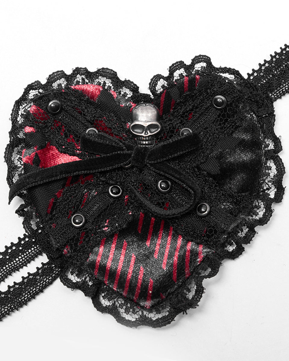 S-489 Womens Gothic Lolita Lace Heart Eye Patch Mask