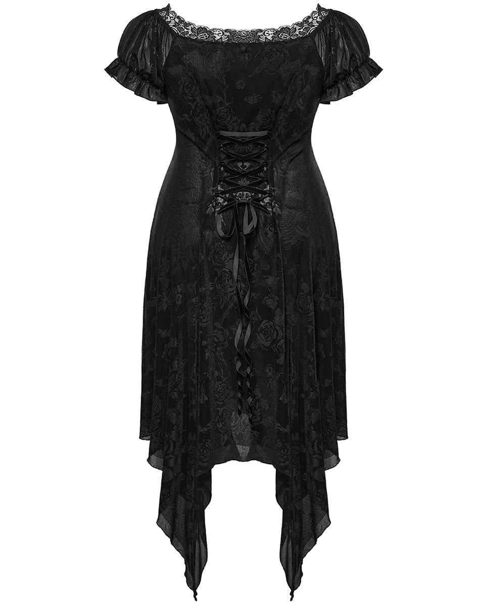 DQ-735LQF Plus Size Womens Gothic Dark Rose Dress