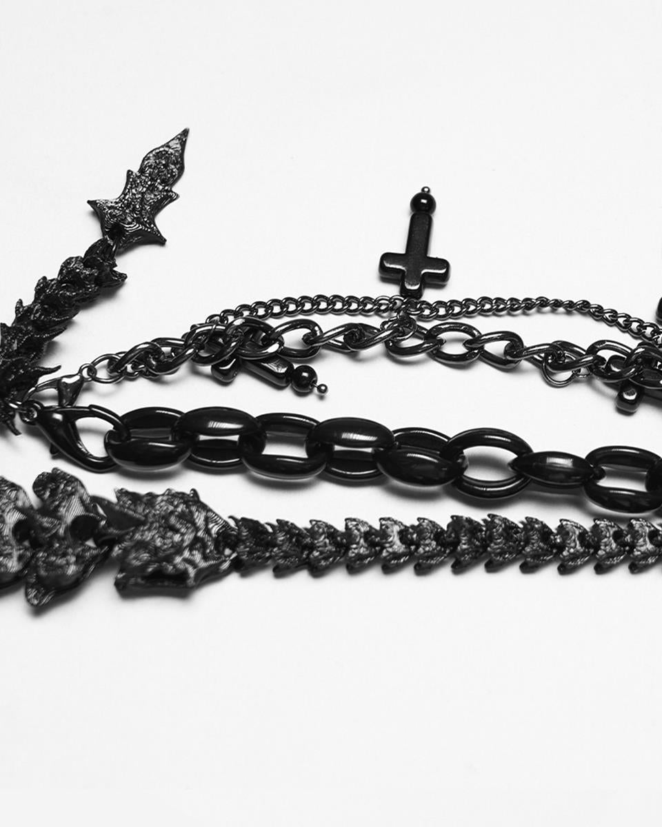 WS-886LHF Womens Apocalyptic Gothic Dragon Bone Skull Necklace