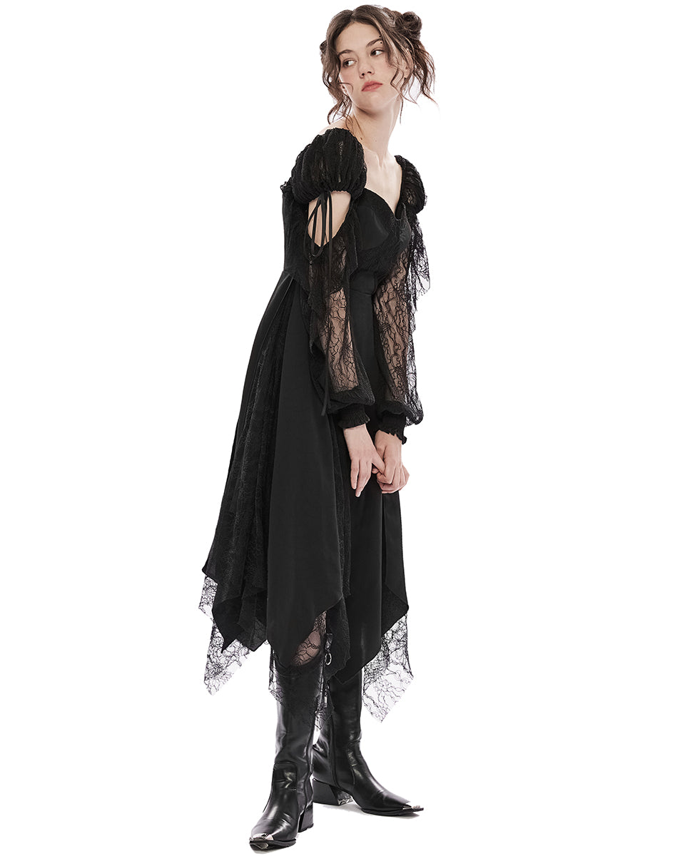 OPQ-1238 Daily Life Urban Occult Gothic Lace Contrast Maxi Dress