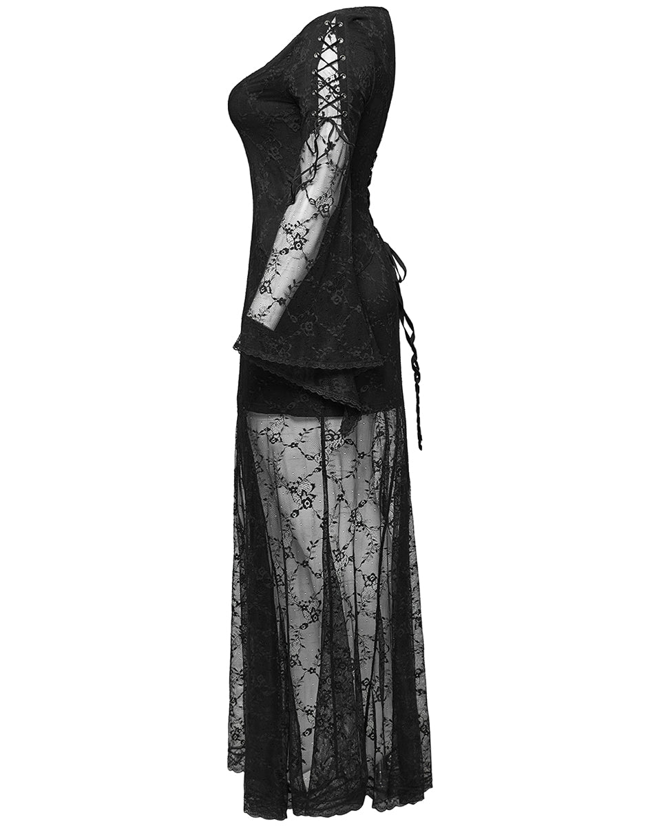 DQ-725LQF Plus Size Womens Gothic Layered Lace Maxi Dress