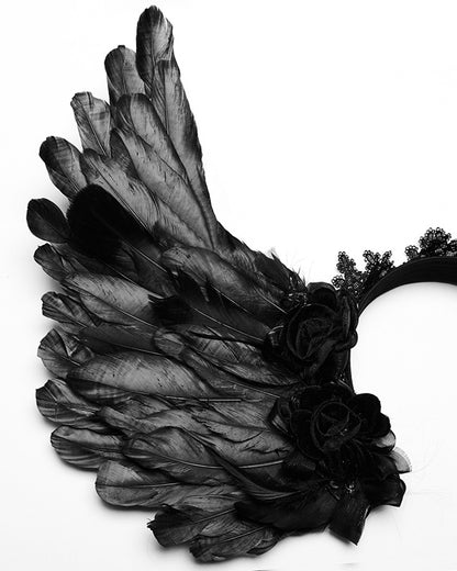 PR-WS-596FSF-BKF Womens Gothic Raven Feathered Fascinator Headdress