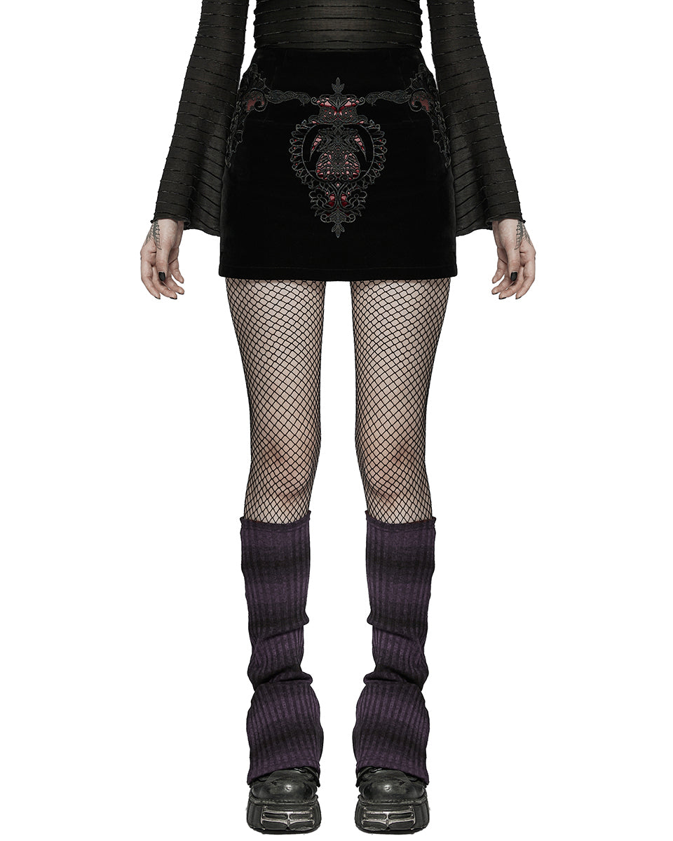 S-513 Womens Apocalyptic Punk Striped Knit Legwarmers - Black & Purple