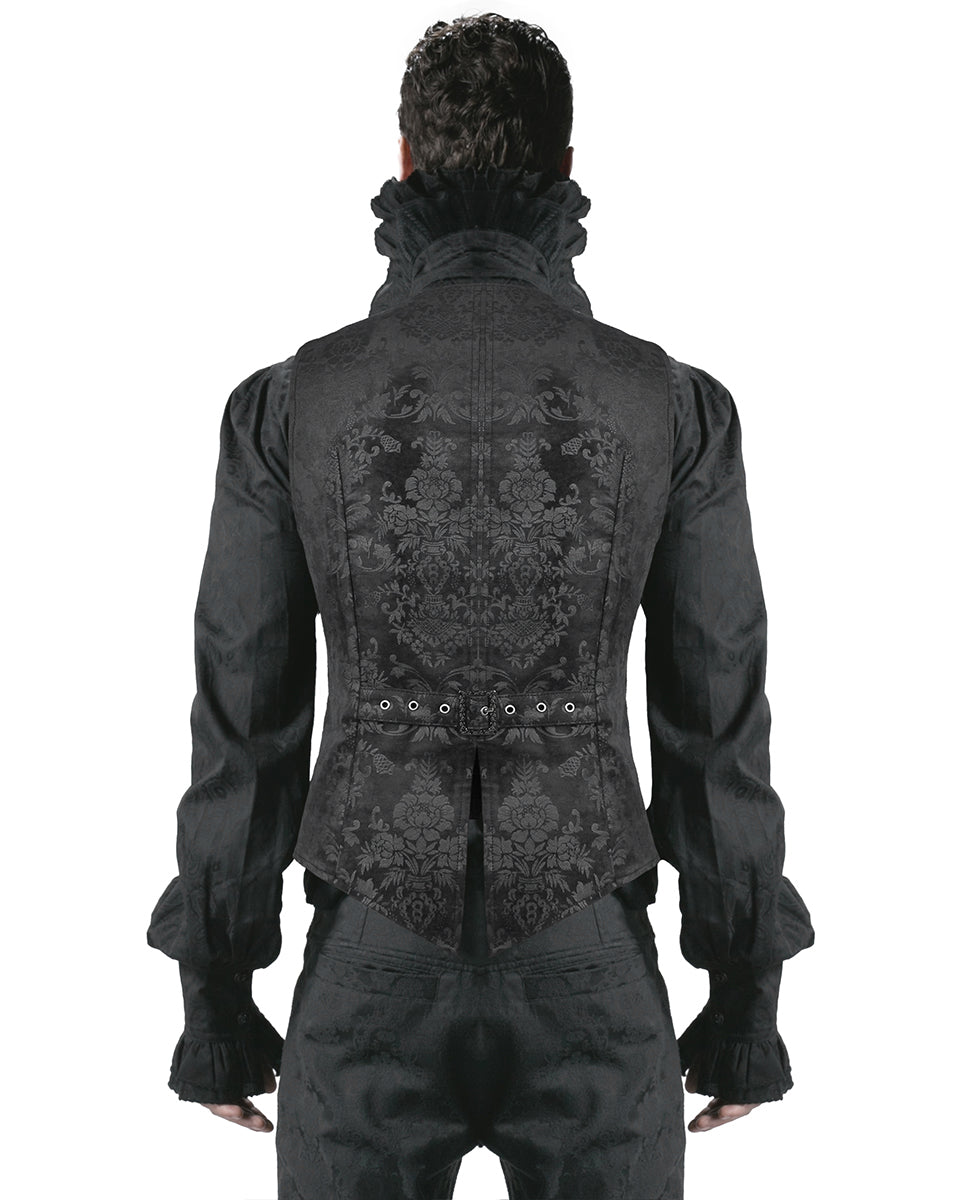 Y-452 Alcazar Mens Waistcoat Vest - Black Damask