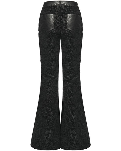 WK-729XCF-BKF Womens Baroque Gothic Rose Flared Pants