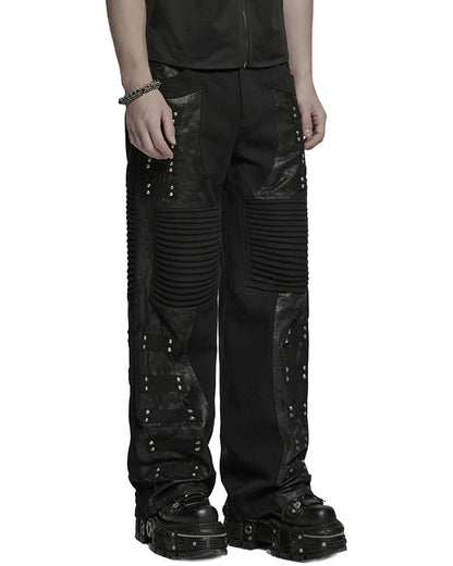 WK-713XCM-BKM Mens Apocalyptic Punk Studded Dark Street Pants