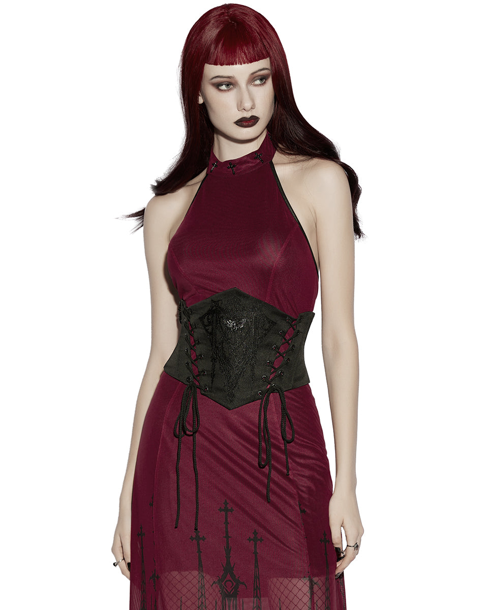 PR-OS-884YDF-BKF Daily Life Womens Gothic Butterfly Embroidered Waist Cincher Corset