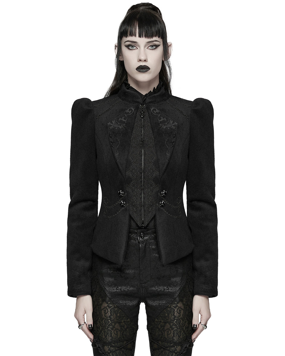 WY-1841EDF Womens Gothic Embroidered Victorian Woolen Riding Jacket
