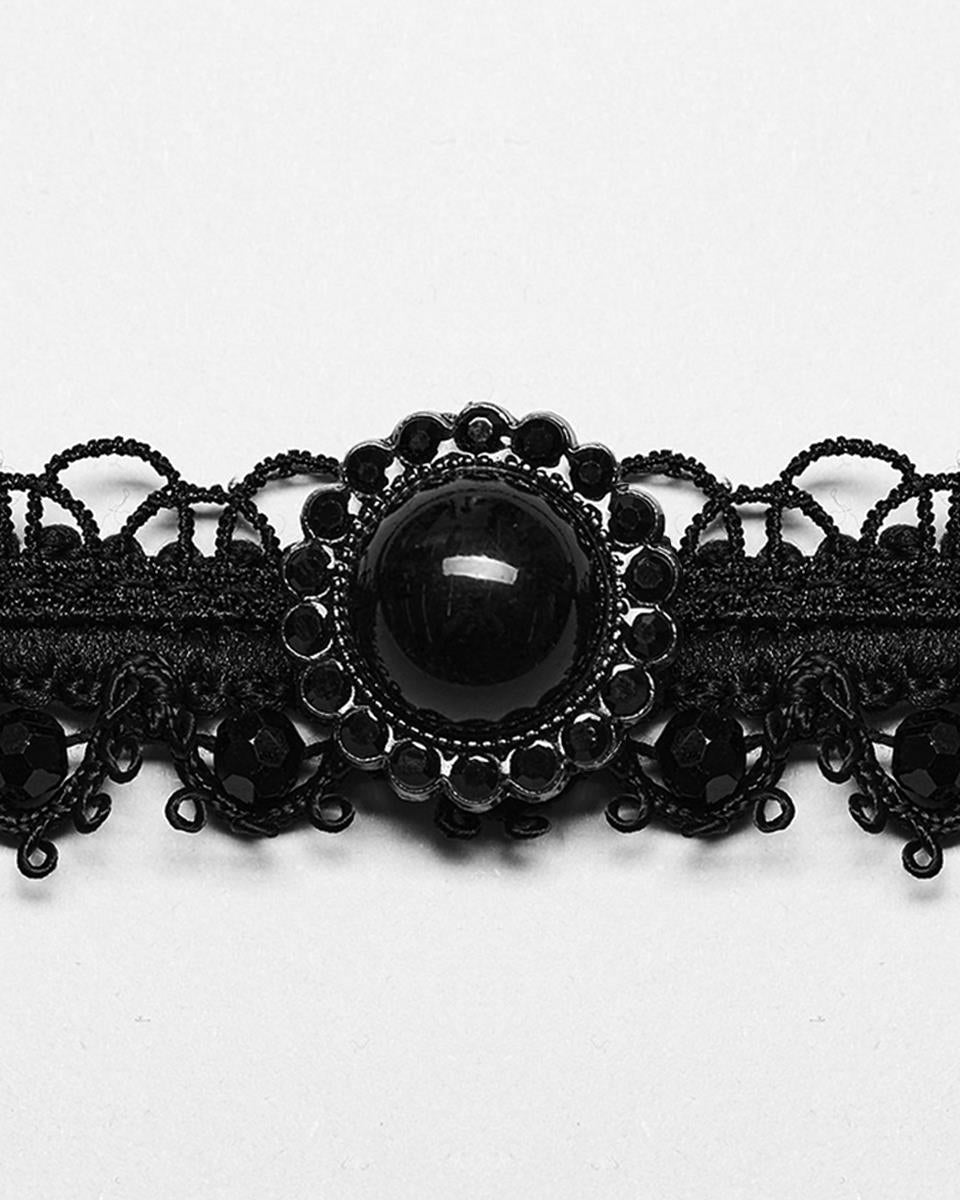 PR-DS-571LHF-BKF Womens Beaded Gothic Choker Necklace