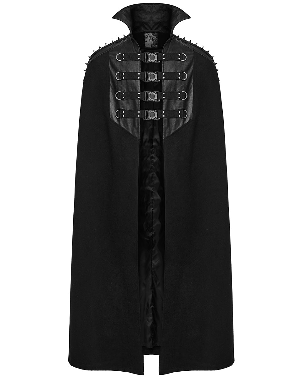 WY-1680DPM Mens Long Dark Gothic Cyberpunk Spiked Cloak