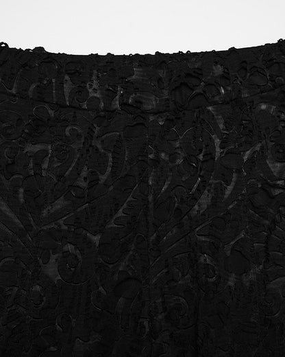 PR-OK-726XCF-BKF Daily Life Womens Apocalyptic Gothic Shredded Jacquard & Lace Flared Leggings