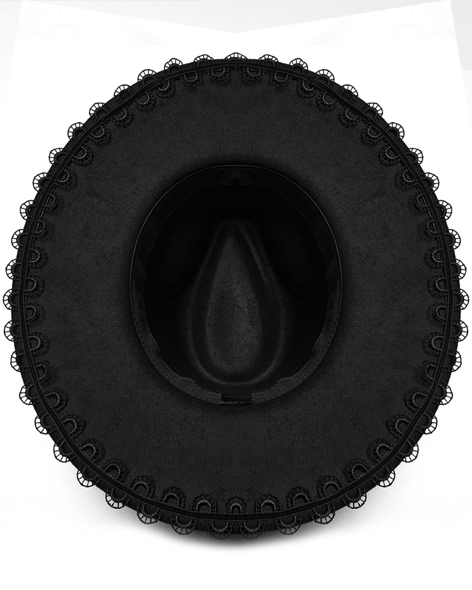 WS-821MZ Womens Gothic Dragon Spine Chained Wide Brim Hat