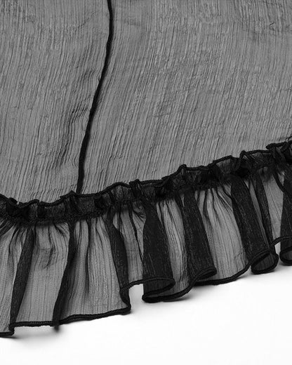 WQ-845BQF-BKF Womens Long Romantic Gothic Layered Chiffon Corset Skirt