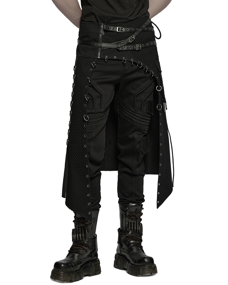 WQ-872BQM-BKM Mens Apocalyptic Gothic Transformer Utility Kilt Skirt