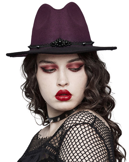 PR-DS-570MZF-BKRDF Womens Gothic Gradient Fedora Hat - Red & Black