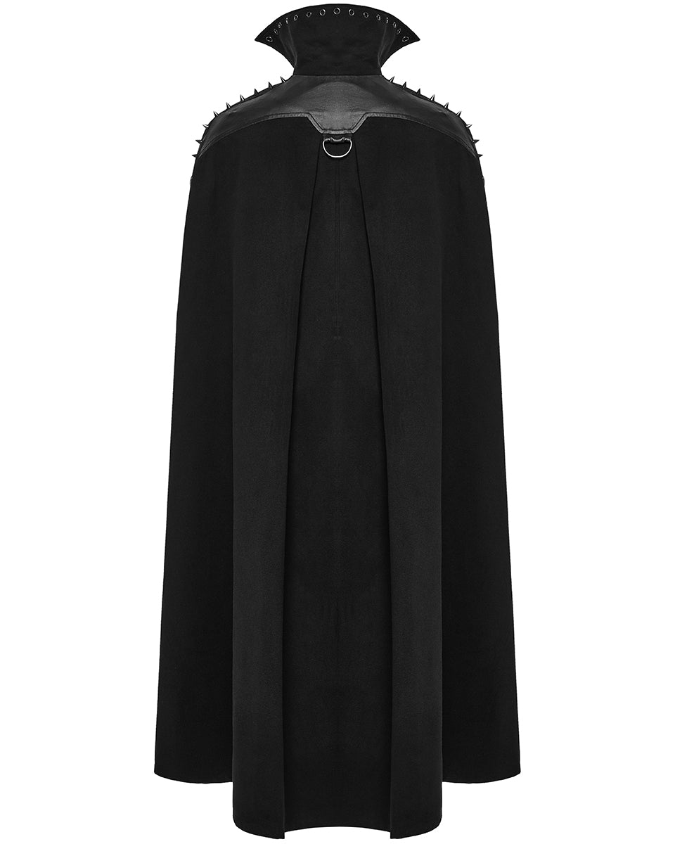 WY-1680DPM Mens Long Dark Gothic Cyberpunk Spiked Cloak