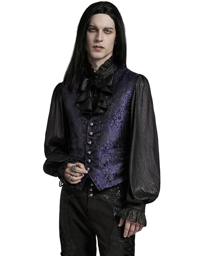 WY-1623MJM-BKBLM Mens Gothic Aristocrat Formal Jacquard Waistcoat Vest - Blue