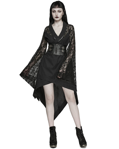 WY-1581XCF Womens Dark Gothic Skull Lace Belted Kimono Dress Jacket