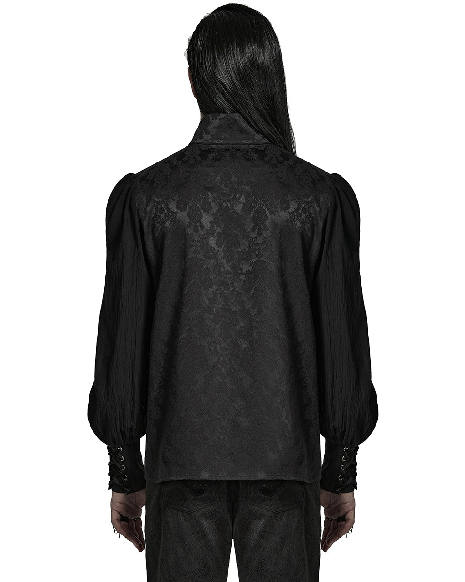 PR-Y1483-BKM Mens Sinisteria Gothic Jacquard & Spider Web Dress Shirt