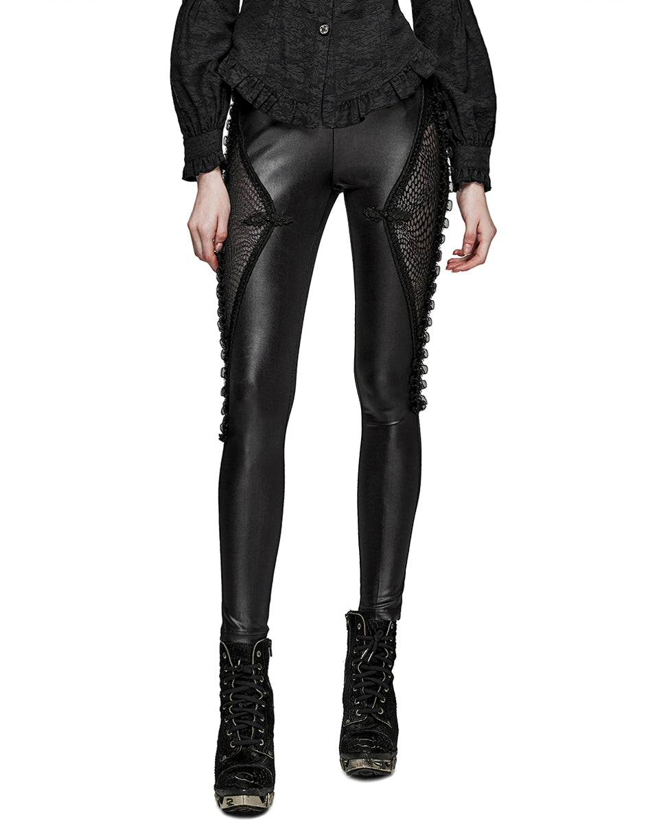 PR-WK-574DDF-BKF Womens Gothic Mesh Inset Leggings