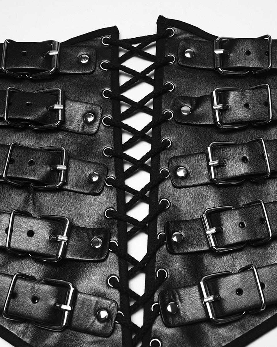 WS-852YDM Mens Apocalyptic Gothic Faux Leather Buckled Strapping Corset Girdle Belt