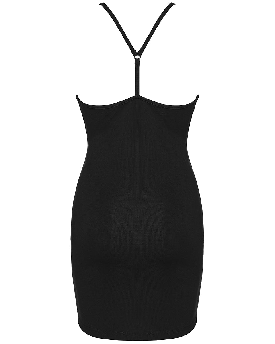 WQ-931LQF Womens Elegant Gothic Lace Applique Mini Slip Dress